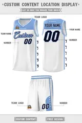 White Light Blue Star Pattern Team Basketball Jersey 5