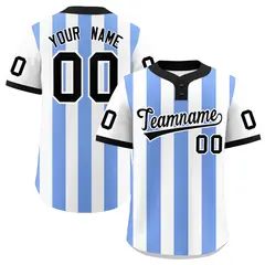 White Light Blue Stripe Two-Button Softball Jersey