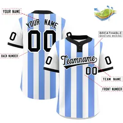 White Light Blue Stripe Two-Button Softball Jersey 2