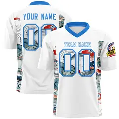 White Light Blue Ukiyo-e Auspicious Clouds Graffiti Football Jersey