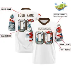 White Light Brown Sleeve Ukiyo-e Auspicious Clouds Graffiti Football Jersey 2