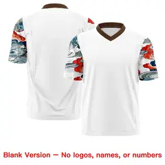 White Light Brown Sleeve Ukiyo-e Auspicious Clouds Graffiti Football Jersey 7