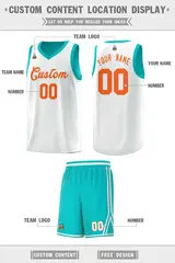 White Light Green Chest Slash Pattern Basketball Jersey 2