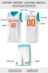 White Light Green Chest Slash Pattern Basketball Jersey 2