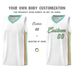 Men's White Light Green Classic Basketball Jersey 3