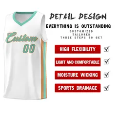 Men's White Light Green Classic Basketball Jersey 4