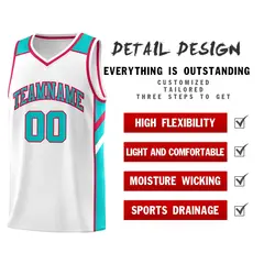 Men's White Light Green Classic Basketball Jersey 4