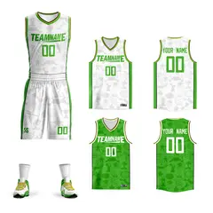 White Light Green Double Side Sets Basketball Jersey
