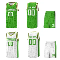 White Light Green Double Side Sets Basketball Jersey 2