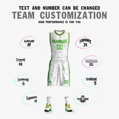 White Light Green Double Side Sets Basketball Jersey 5