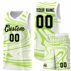 White Light Green Graffiti Fluids Basketball Jersey Sets