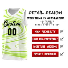 White Light Green Graffiti Fluids Basketball Jersey Sets 2