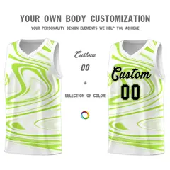 White Light Green Graffiti Fluids Basketball Jersey Sets 3