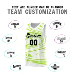 White Light Green Graffiti Fluids Basketball Jersey Sets 4