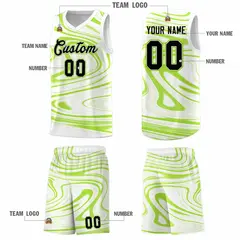 White Light Green Graffiti Fluids Basketball Jersey Sets 5
