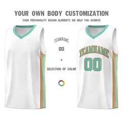 White Light Green Khaki Classic Basketball Jersey 3