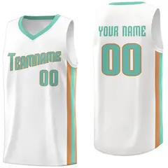 White Light Green Khaki Classic Breathable Basketball Jersey