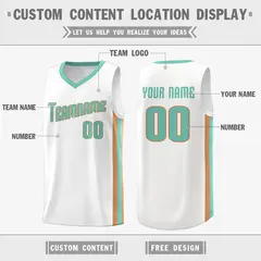 White Light Green Khaki Classic Breathable Basketball Jersey 2