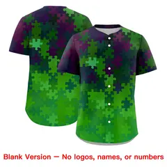White Light Green Puzzle Elements Baseball Jersey 7