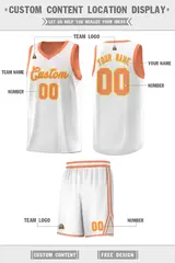 White Light Orange Chest Slash Pattern Basketball Jersey 2