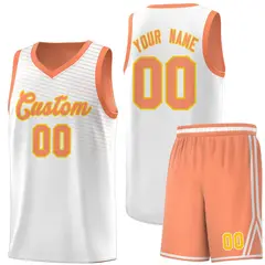 White Light Orange Chest Slash Pattern Basketball Jersey 1