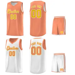 White Light Orange Chest Slash Pattern Basketball Jersey 6