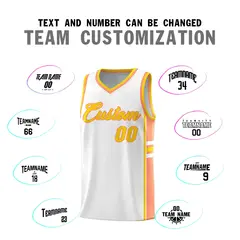 White Light Orange Color Block Basketball Jersey 4