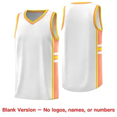White Light Orange Color Block Basketball Jersey 6