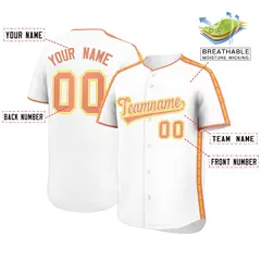 White Light Orange Color Block Dotted Side Baseball Jersey 2