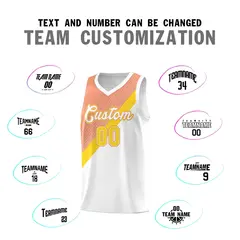 White Light Orange Diagonal Stripes Color Block Basketball Jersey 4
