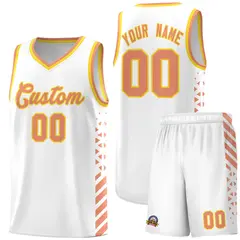 White Light Orange Gold Diamond Stripe Side Basketball Jersey 1