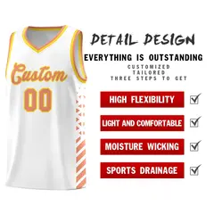 White Light Orange Gold Diamond Stripe Side Basketball Jersey 2