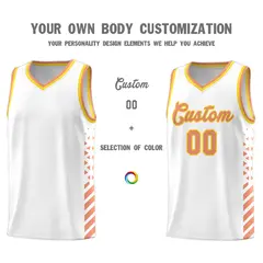 White Light Orange Gold Diamond Stripe Side Basketball Jersey 3