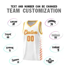 White Light Orange Gold Diamond Stripe Side Basketball Jersey 4