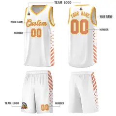 White Light Orange Gold Diamond Stripe Side Basketball Jersey 5