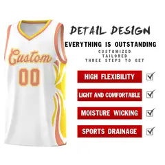 White Light Orange-Gold Graffiti Side Curve Basketball Jersey Sets 2