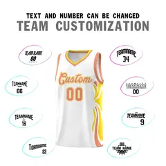 White Light Orange-Gold Graffiti Side Curve Basketball Jersey Sets 4