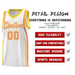 White Light Orange-Gold Ribbon Pattern Basketball Kits 2