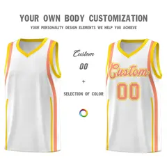 White Light Orange-Gold Ribbon Pattern Basketball Kits 3