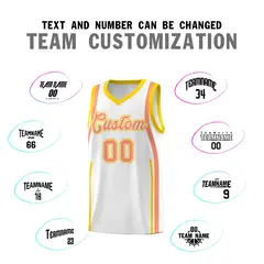 White Light Orange-Gold Ribbon Pattern Basketball Kits 4