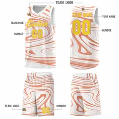 White Light Orange Graffiti Fluids Basketball Jersey Sets 5