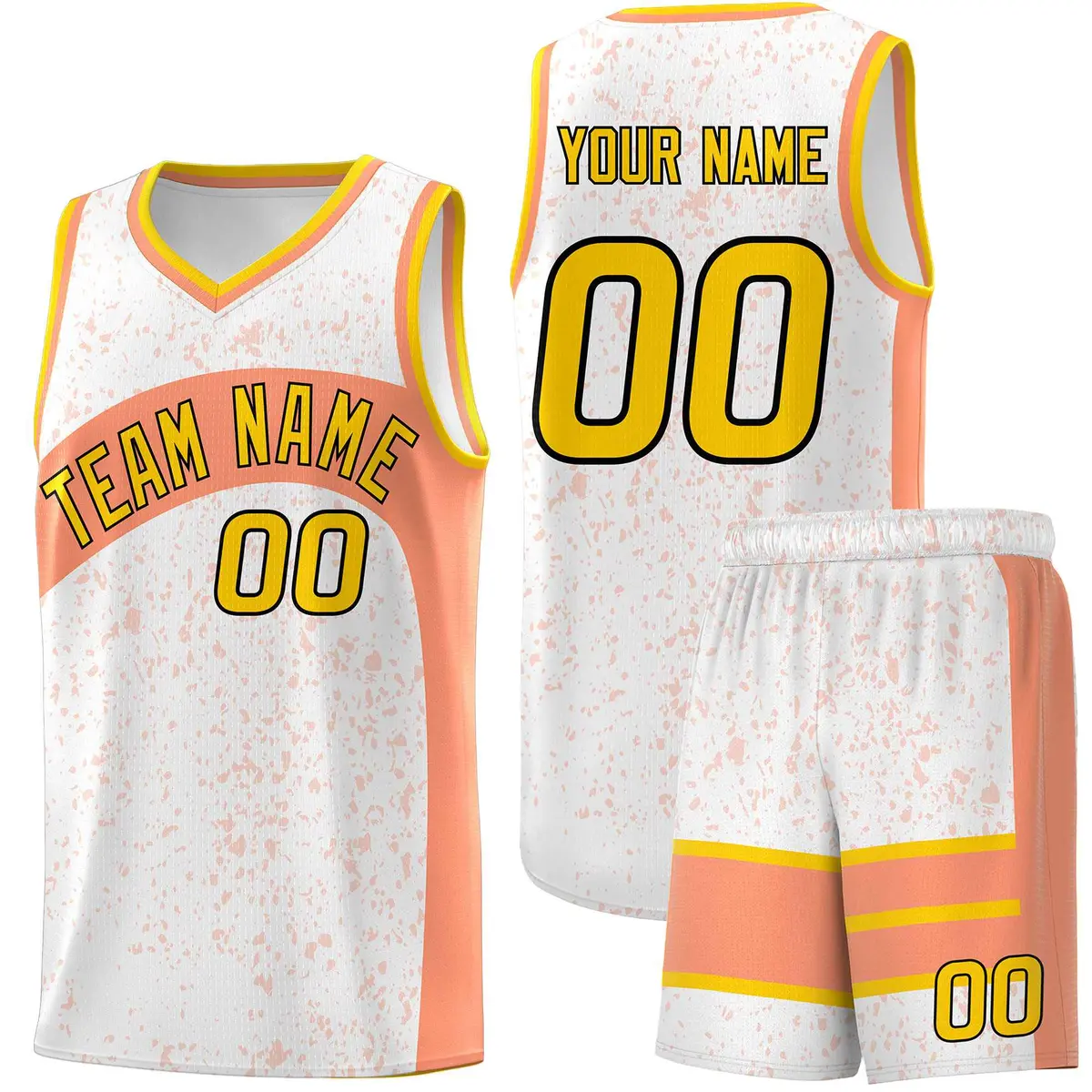 White Light Orange Irregular Dot Graffiti Basketball Jersey