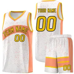 White Light Orange Irregular Dot Graffiti Basketball Jersey 1