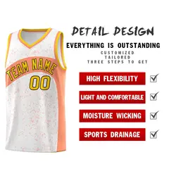 White Light Orange Irregular Dot Graffiti Basketball Jersey 2