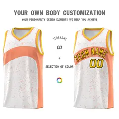 White Light Orange Irregular Dot Graffiti Basketball Jersey 3