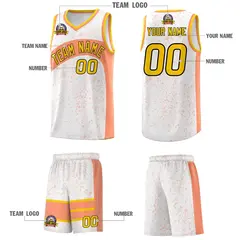 White Light Orange Irregular Dot Graffiti Basketball Jersey 5