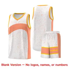 White Light Orange Irregular Dot Graffiti Basketball Jersey 7