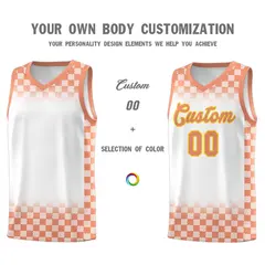 White Light Orange Plaid Basketball Jersey for Teams 3