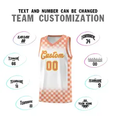 White Light Orange Plaid Basketball Jersey for Teams 4