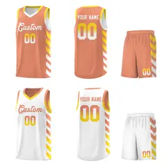 White Light Orange Reversible Basketball Kits - Side Arrow Light Orange Gold Gradient 2
